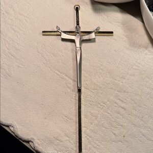 Vintage Silver and Gold Crucifix INRI
